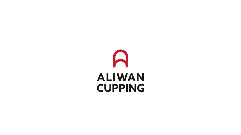 Aliwan Cupping English logo in red and black on white